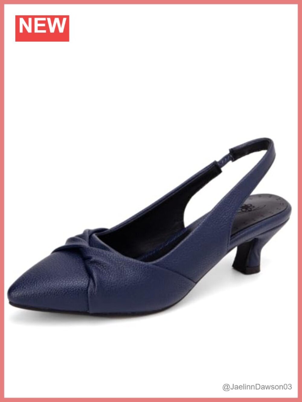 Elegant Kitten Heel Slingback Pumps Faux Leather Pointed Toe Slip On Dress Shoes